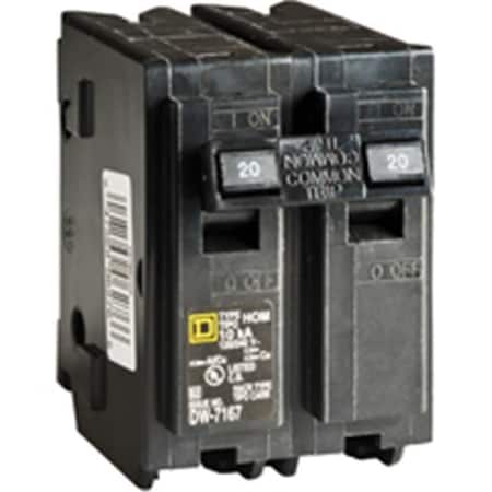 Square D Thermal Magnetic Circuit Breaker, HOM Series, 20A, 2 Pole, 120/240V AC, 10kA 6721427